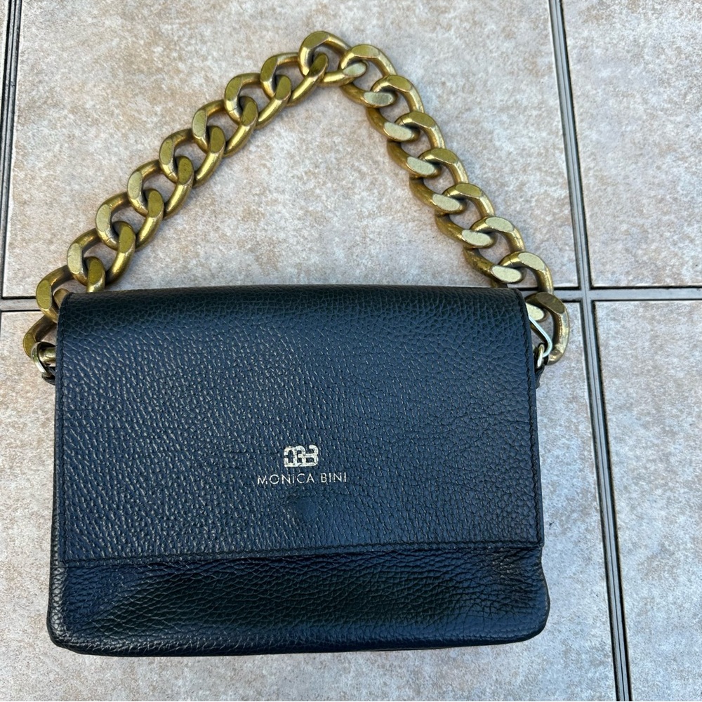 Monica Bini Black Leather Bag